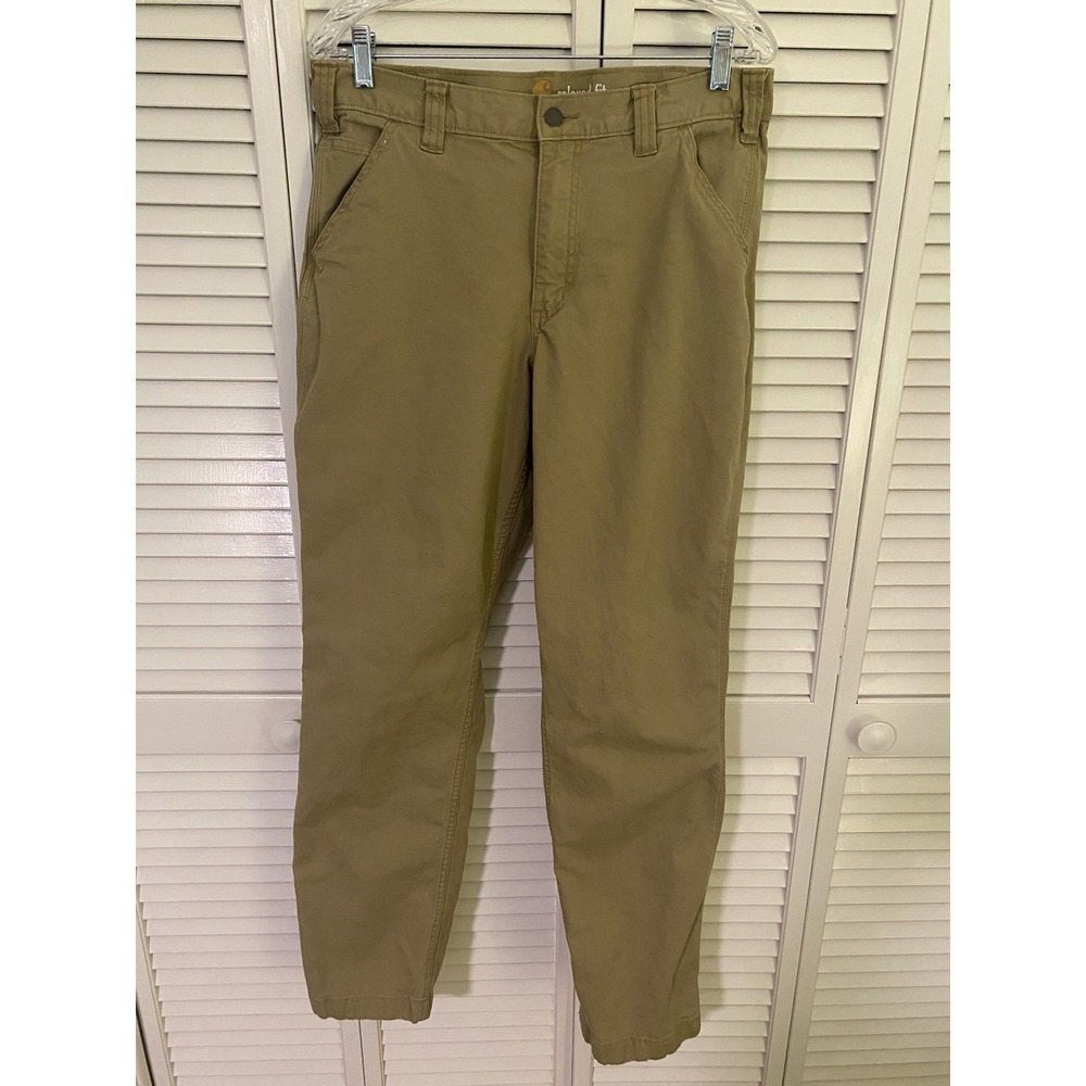 Carhartt Relaxed Fit Khaki Work Pants 33x34 Stretch Utility Carpenter Chino
